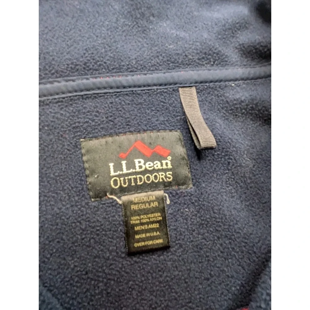 Vintage‎ LL Bean Men's Fleece Medium Jacket Outdoor Red Full-Zip Pockets Hiking